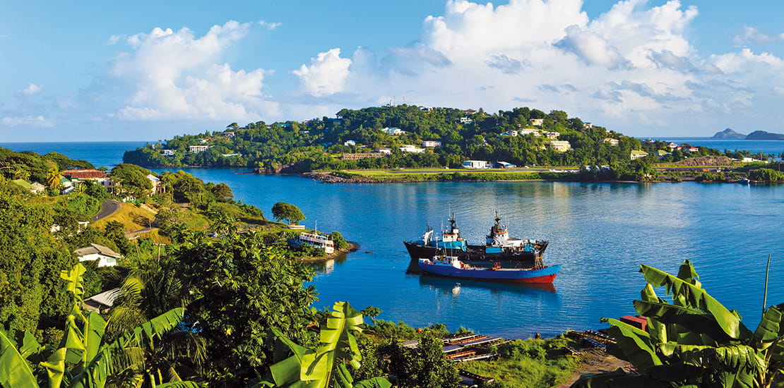 A view over the harbour in Castries, St Lucia